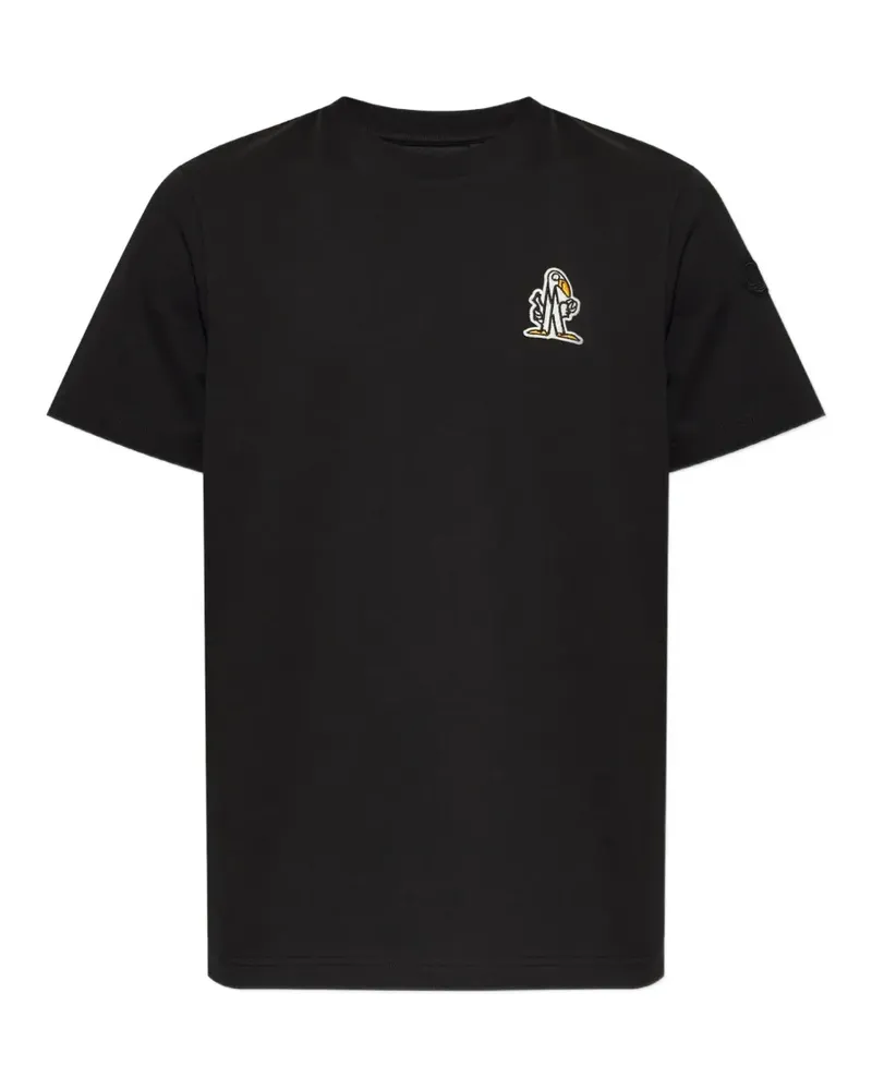 Moncler T-Shirt mit Logo-Patch - Schwarz Schwarz