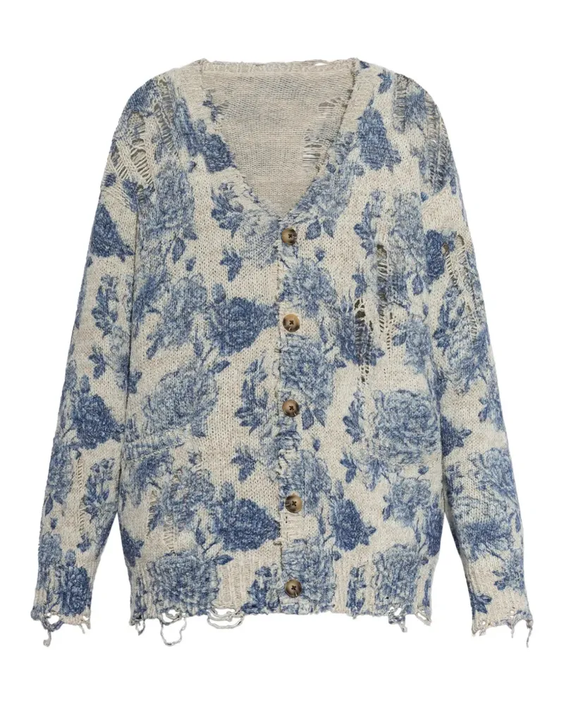 R13 Cardigan mit floralem Print - Blau Blau