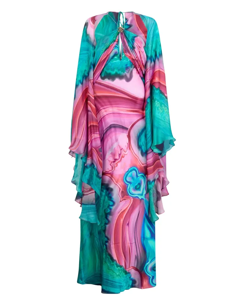 Roberto Cavalli cut-out marble-print dress - Rosa Rosa