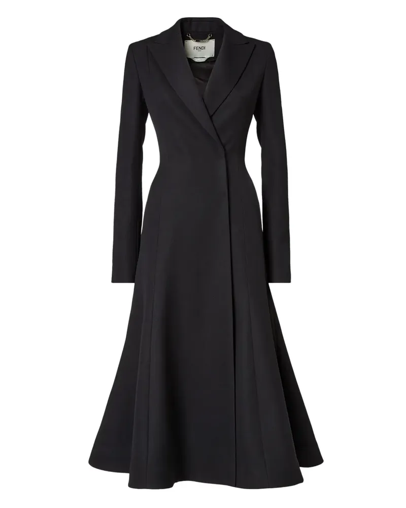 Fendi Wollmantel aus Grain-de-Poudre - Schwarz Schwarz