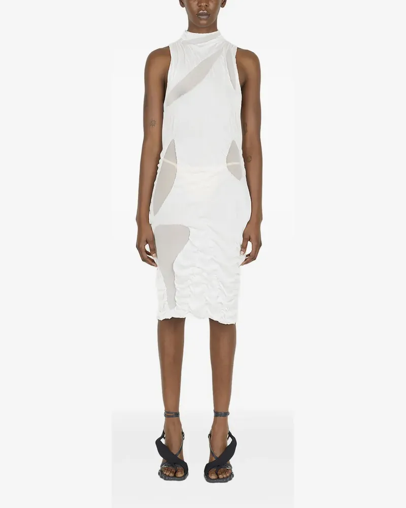 DI PETSA mesh-panel high-neck mini dress - Weiß Weiß