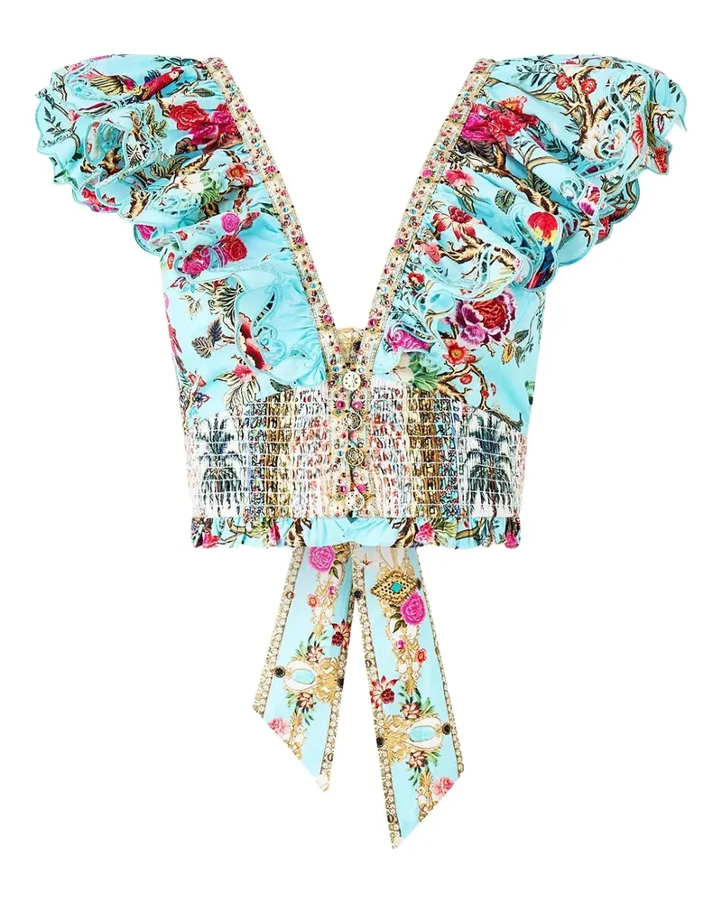 Camilla Top mit V-Ausschnitt - Blau Blau