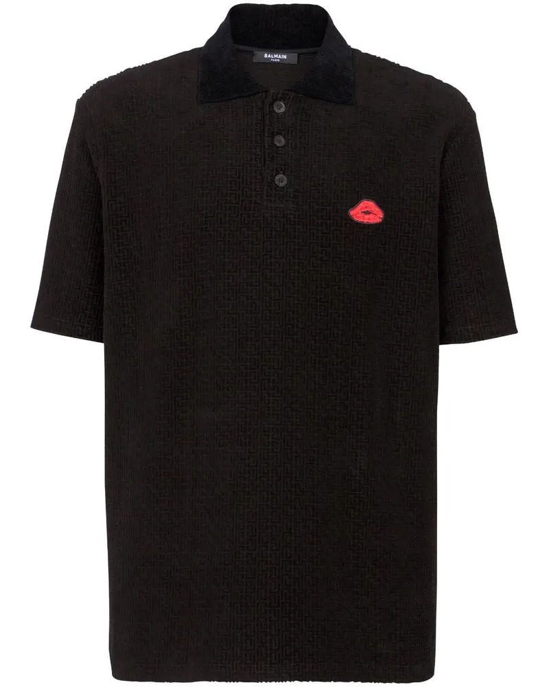 Balmain Poloshirt mit Monogramm - Schwarz Schwarz