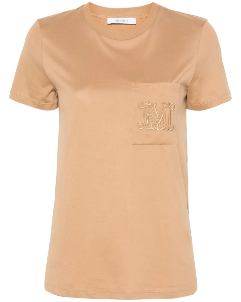 Max Mara Papaia T-Shirt mit Logo-Stickerei Nude