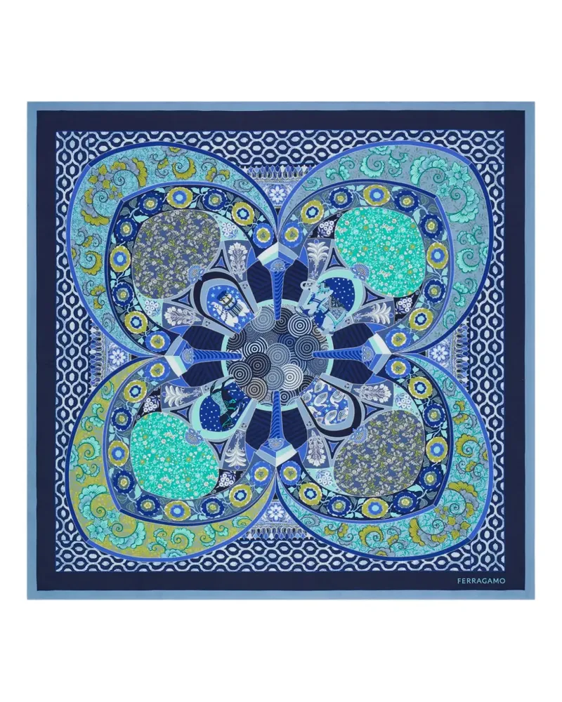 Ferragamo Monile Seidenschal mit Print - Blau Blau