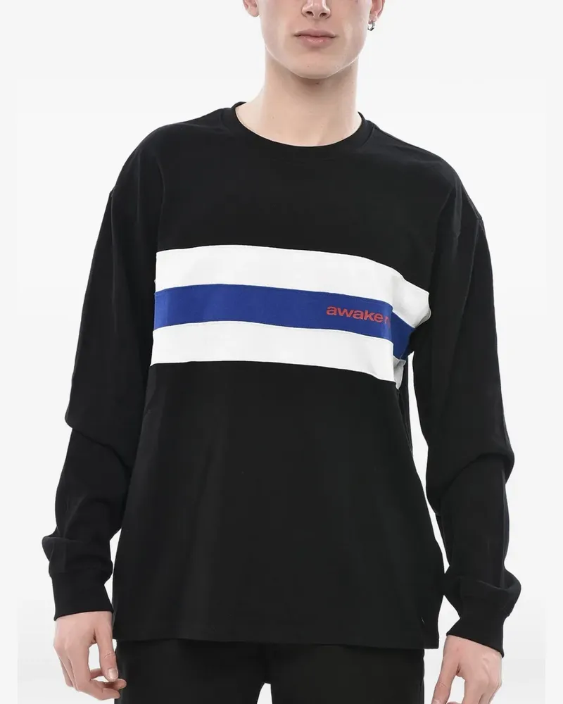 AWAKE NY Langarmshirt mit Streifendetail - Schwarz Schwarz
