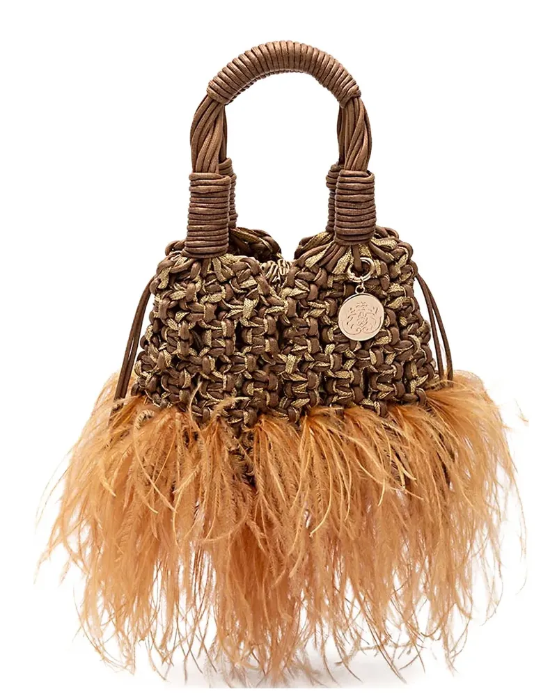 ISLA Glam Plumas Tote Bag mit Feder - Braun Braun