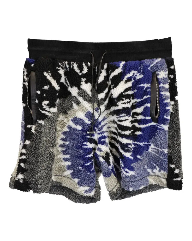 Amiri tie-dyed leather-trimmed drawstring shorts - Blau Blau