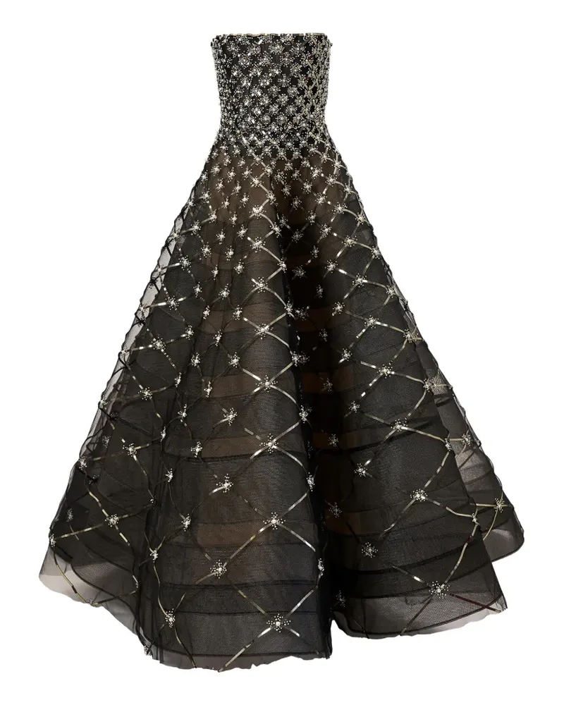 Carolina Herrera New York Trägerloses Kleid mit Perlenstickerei - Schwarz Schwarz