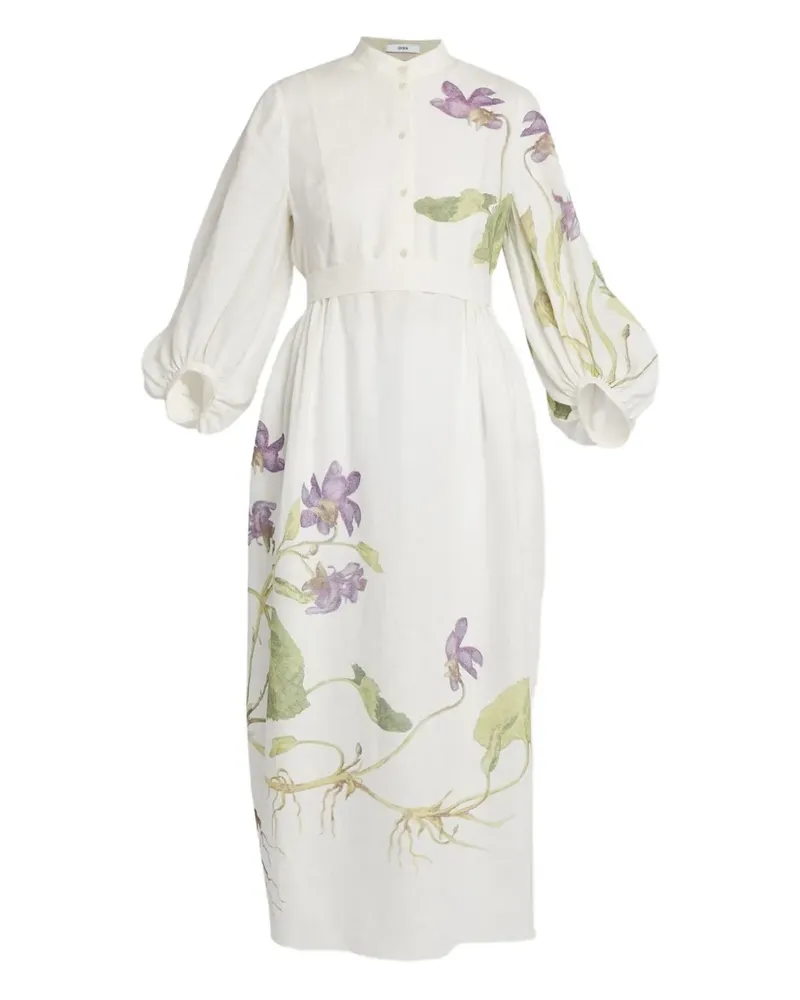 Erdem Midikleid mit Blumen-Print - Weiß Weiß