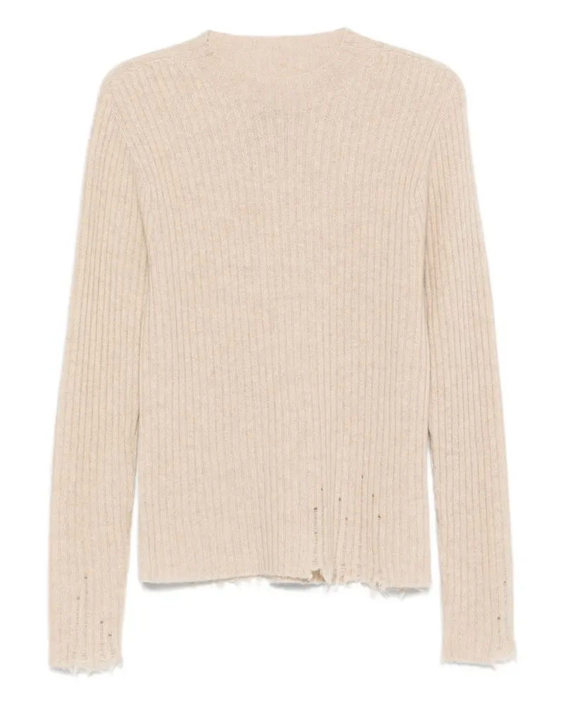 Uma Wang Gerippter Pullover mit ausgefransten Kanten - Nude Nude