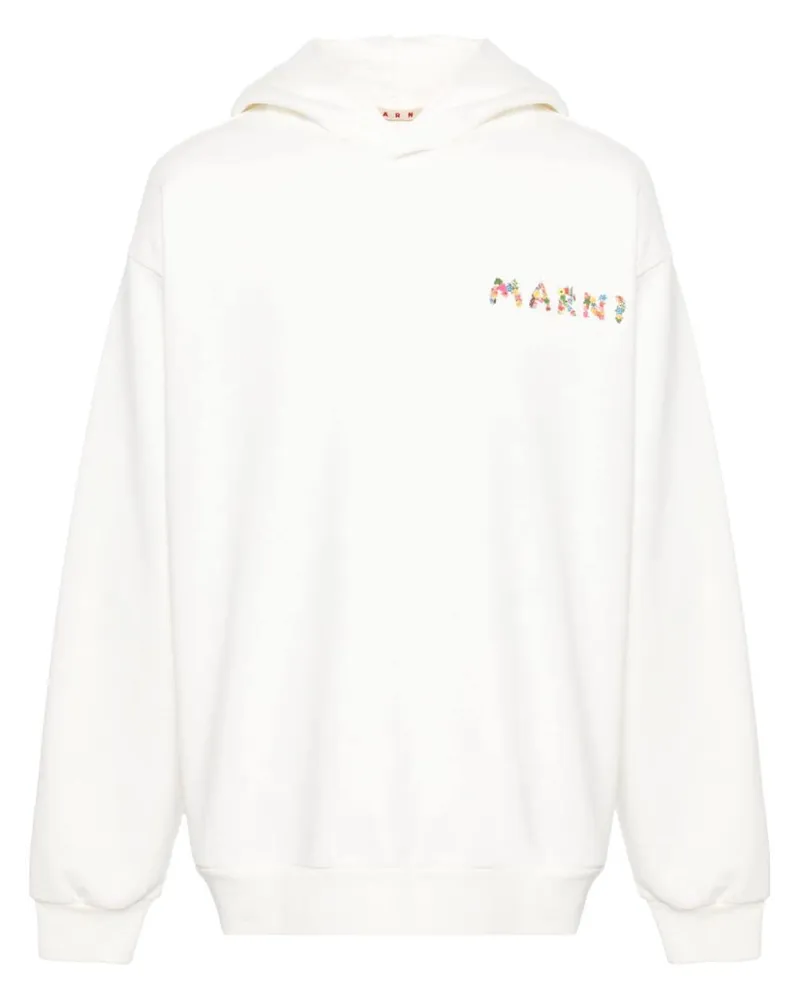 Marni Hoodie mit Logo-Print Weiß