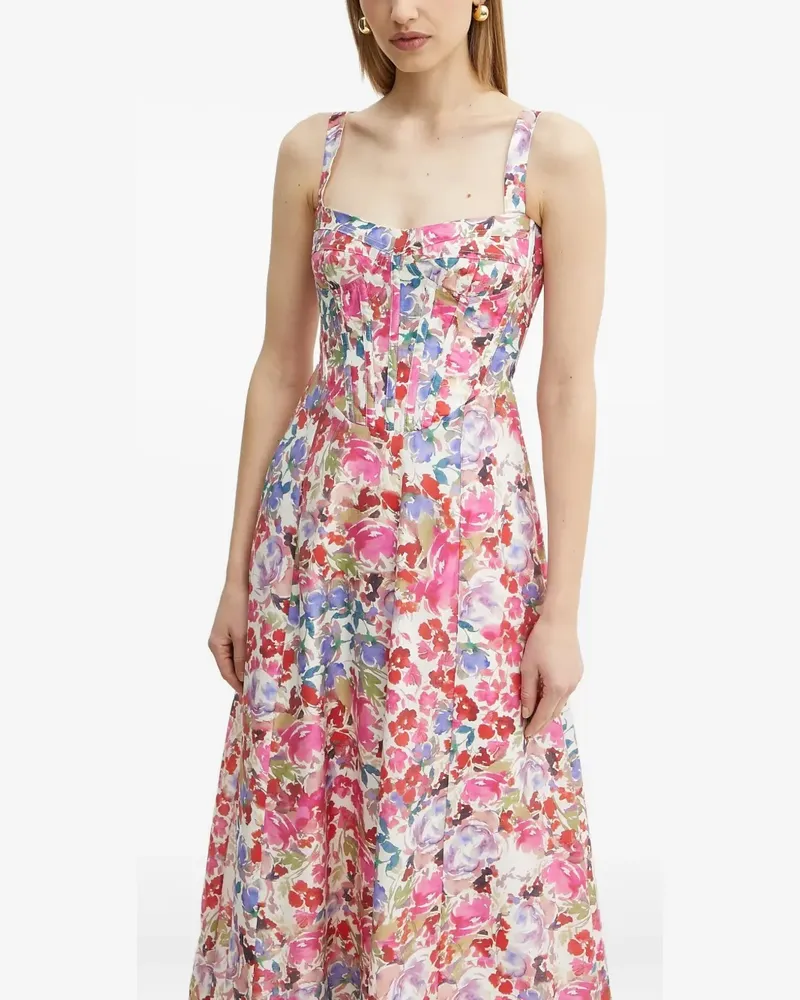 Bardot floral corset midi dress - Rosa Rosa