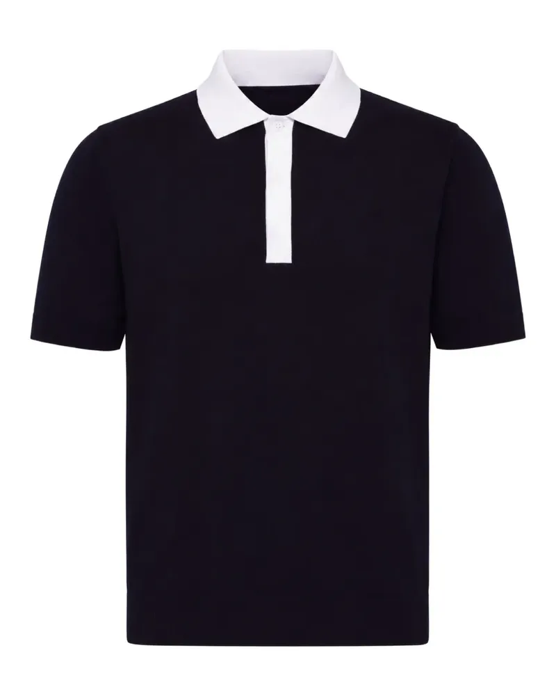 Alpha Studio contrast-collar short-sleeve polo shirt - Blau Blau