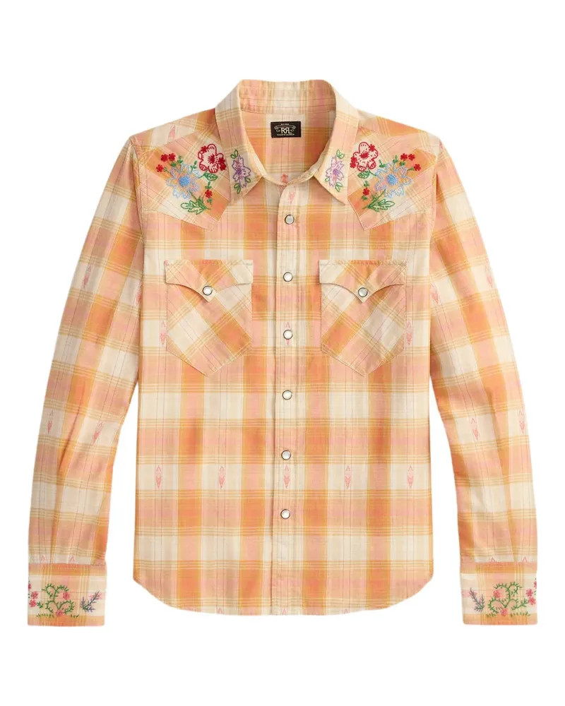 Ralph Lauren Kariertes Hemd mit Stickerei - Orange Orange