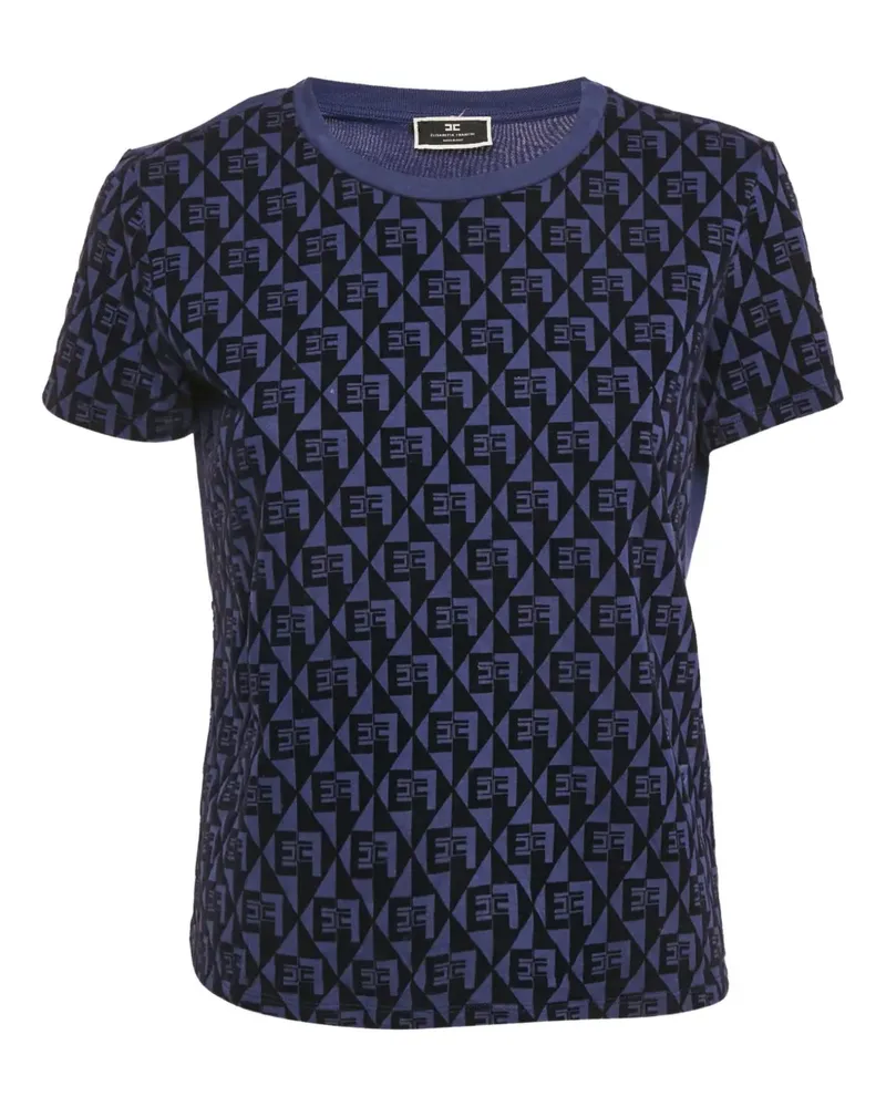 Elisabetta Franchi T-Shirt mit Monogrammmuster - Blau Blau