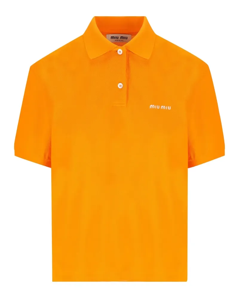 Miu Miu logo-embroidered polo shirt - Orange Orange