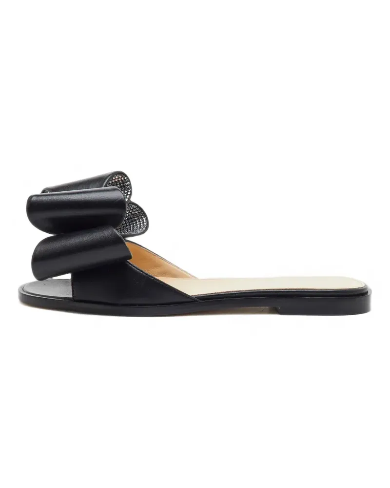 Mach & Mach Flache Le Cadeau Sandalen mit Kristallen - Schwarz Schwarz