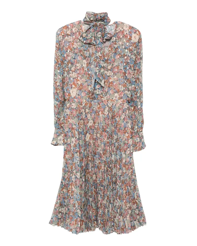 Valentino Garavani Plissiertes Midikleid mit Blumenprint - Blau Blau