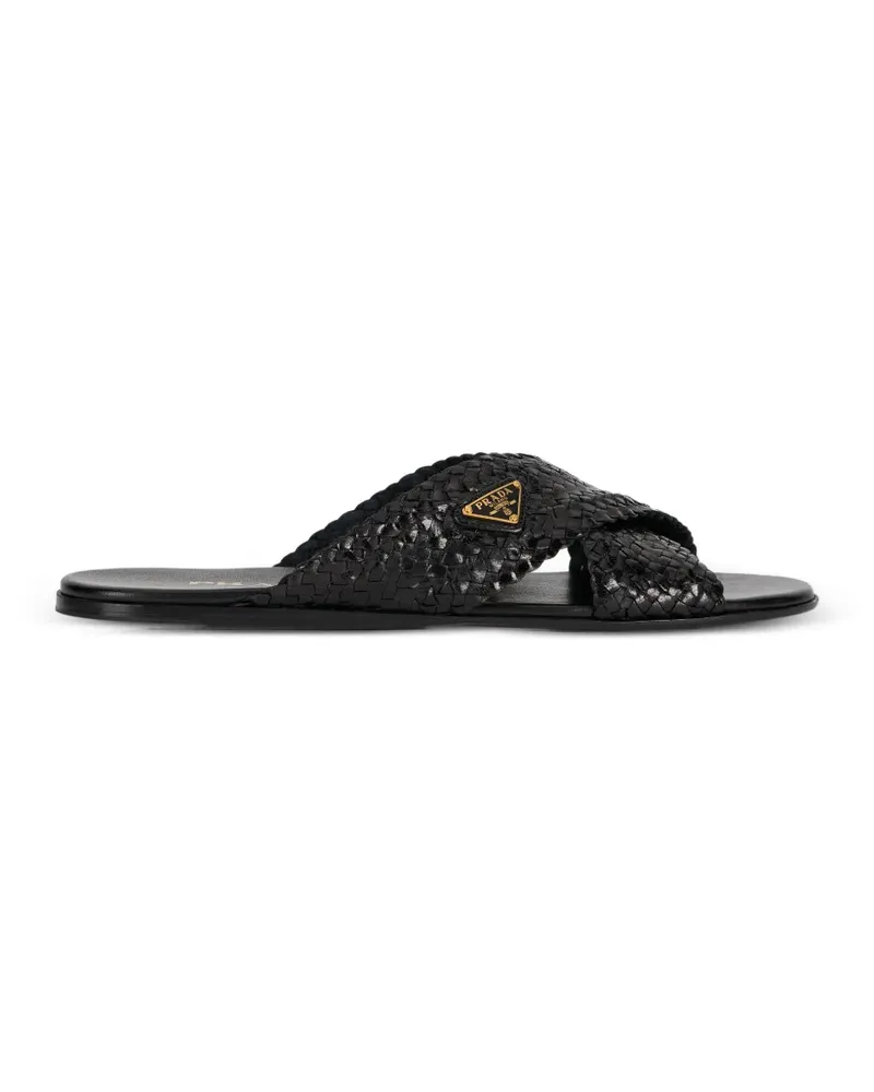 Prada woven crossover sandals - Schwarz Schwarz