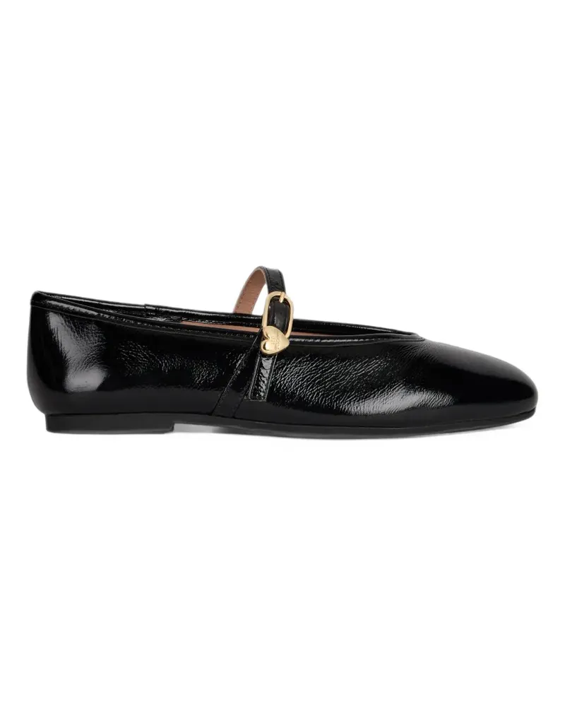 Moschino patent-leather ballet flats - Schwarz Schwarz