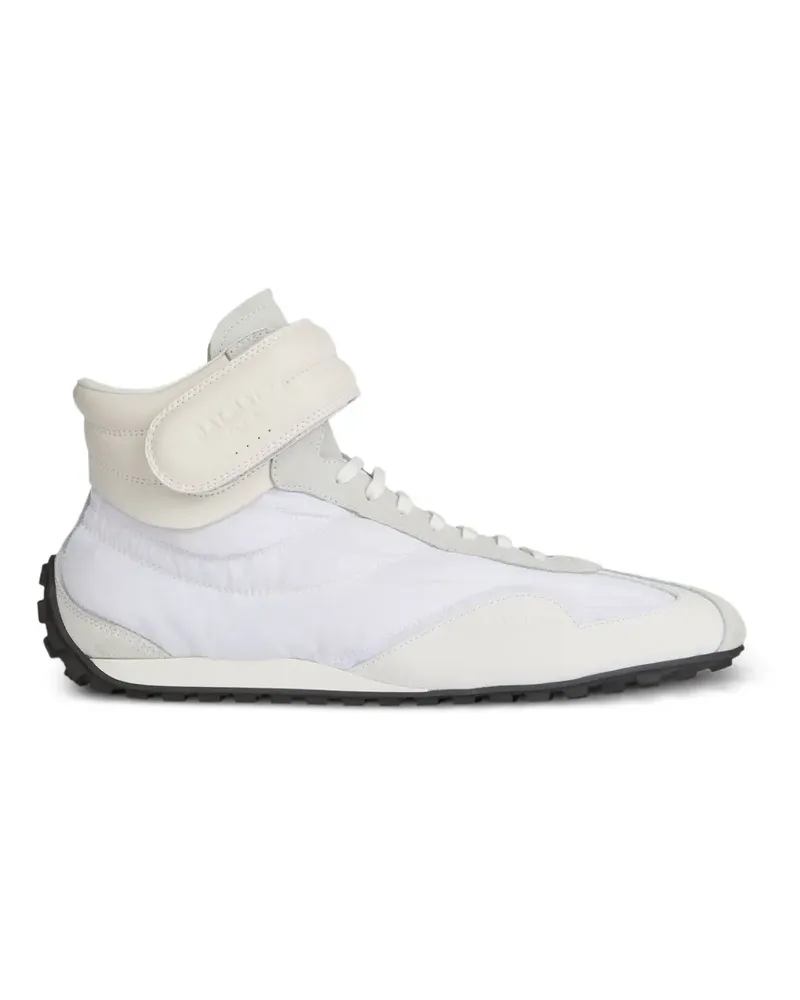 Balmain Racing Mid-Top Sneakers aus Nylon und Leder - Weiß Weiß