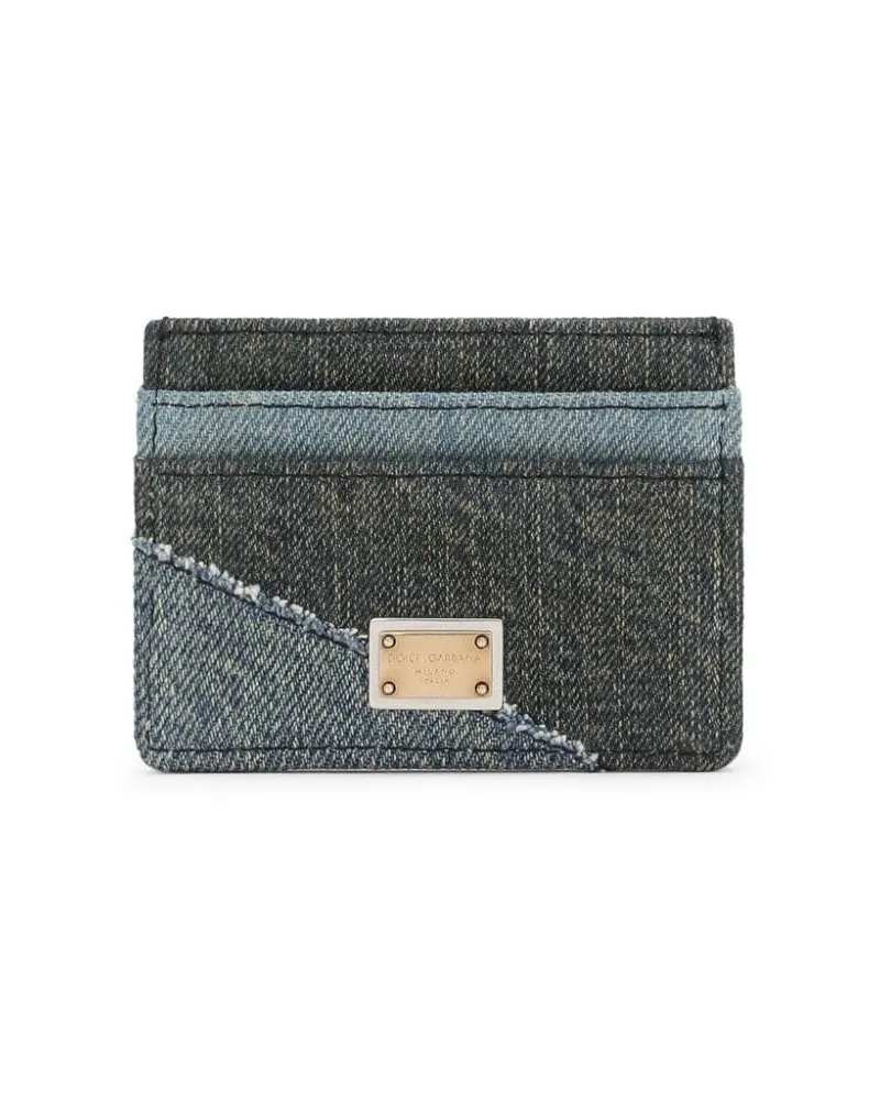 Dolce & Gabbana Patchwork-Kartenetui mit Logo-Schild - Blau Blau