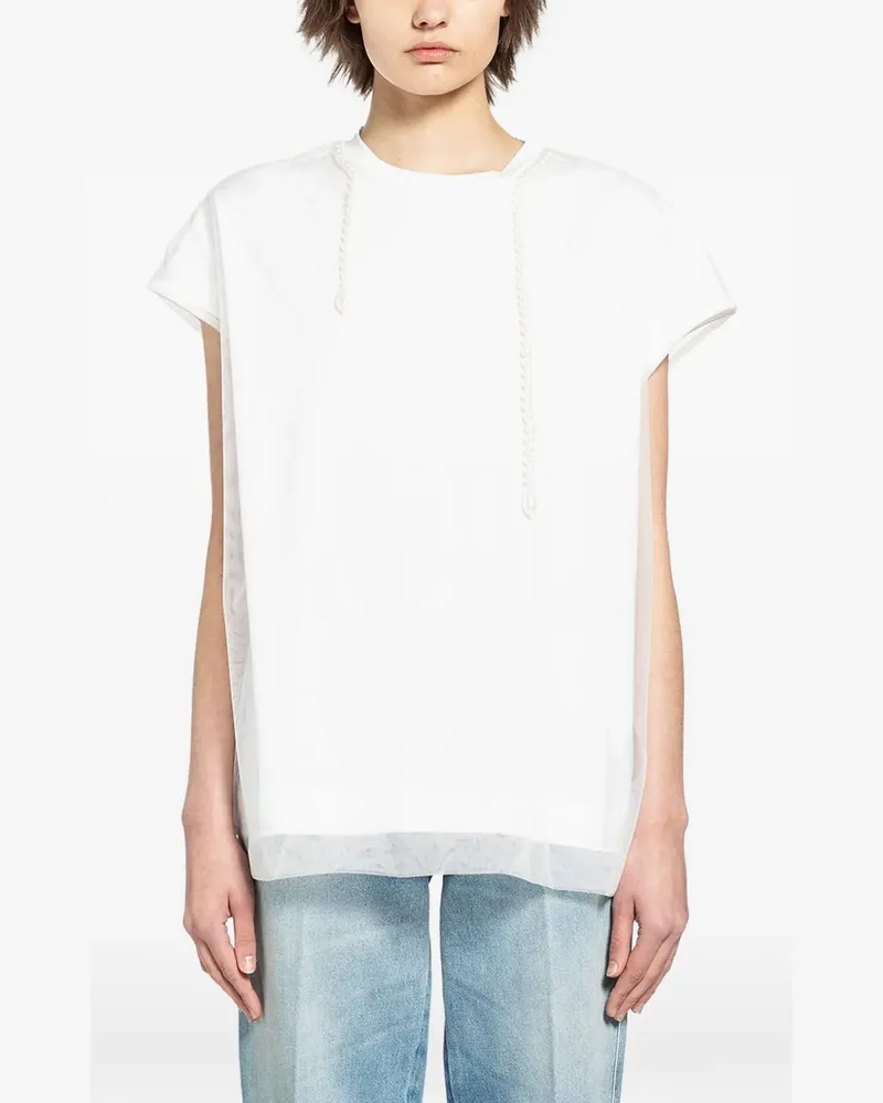 Simone Rocha T-Shirt im Layering-Look mit Perlen - Weiß Weiß