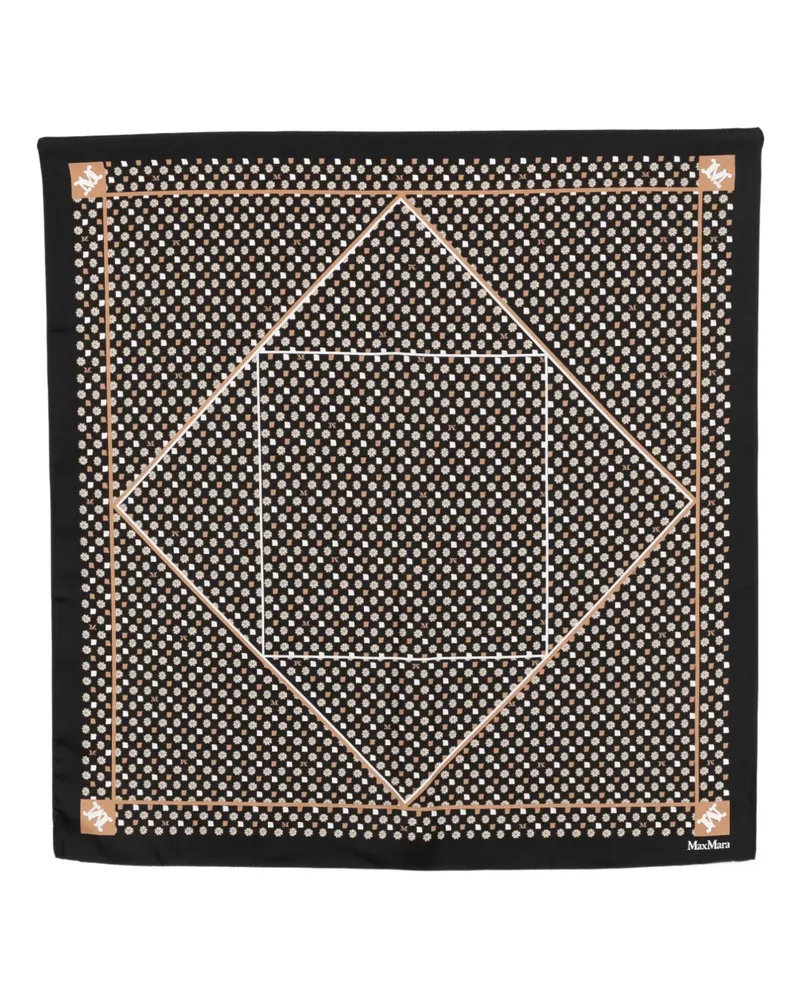 Max Mara Gemusterter Schal - Schwarz Schwarz