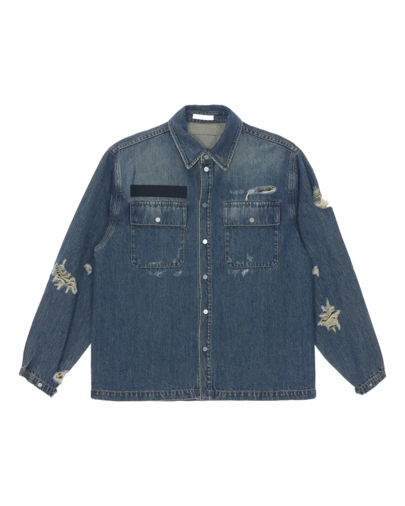 Helmut Lang Jeansjacke im Distressed-Look - Blau Blau
