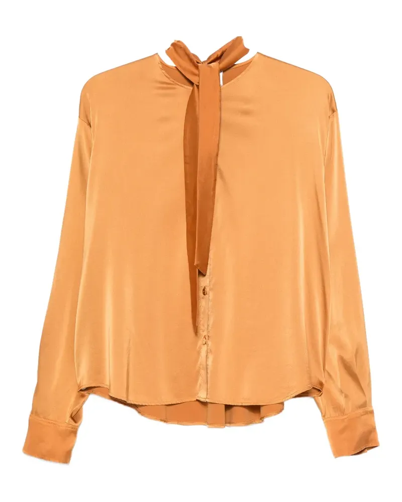 forte_forte pussy-bow button-down shirt - Orange Orange