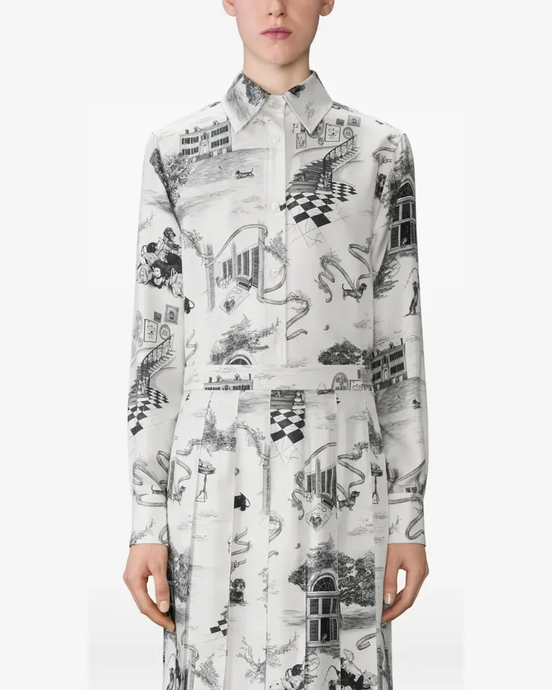 Thom Browne button-fatening toile-print shirt - Weiß Weiß