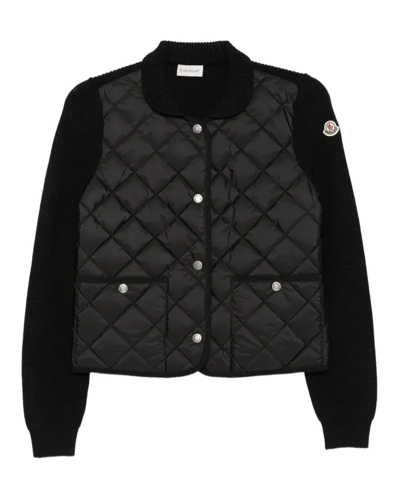 Moncler Jacke mit gesteppten Einsätzen und Rippstruktur - Schwarz Schwarz