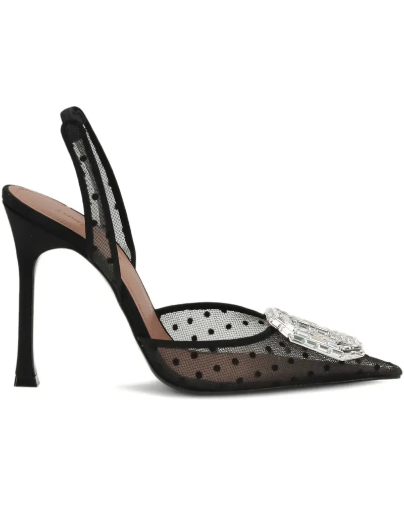 Amina Muaddi Camelia Slingback-Sandalen mit Polka Dots 105mm - Schwarz Schwarz