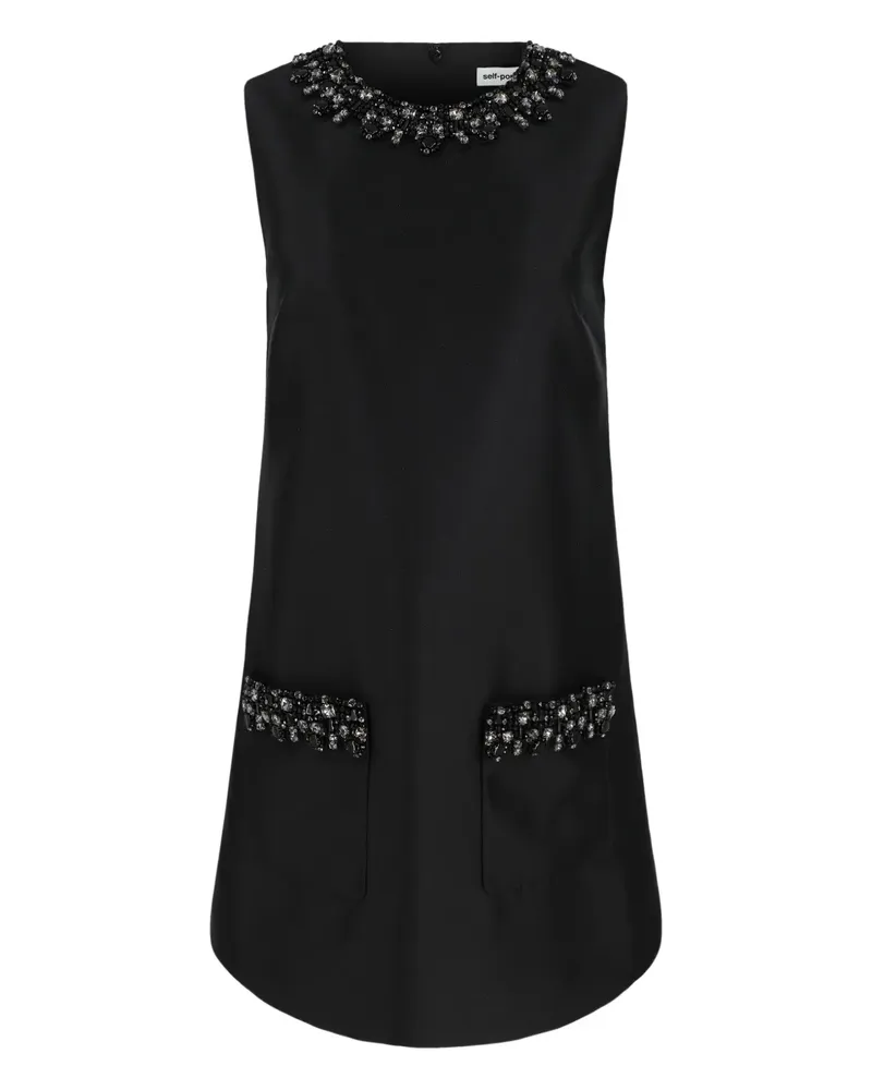 Self-Portrait Verziertes Minikleid - Schwarz Schwarz