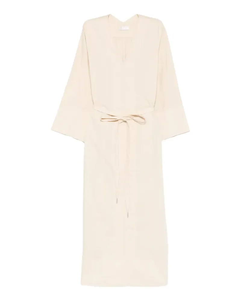 PANICALE Cashmere V-neck belt midi dress - Nude Nude