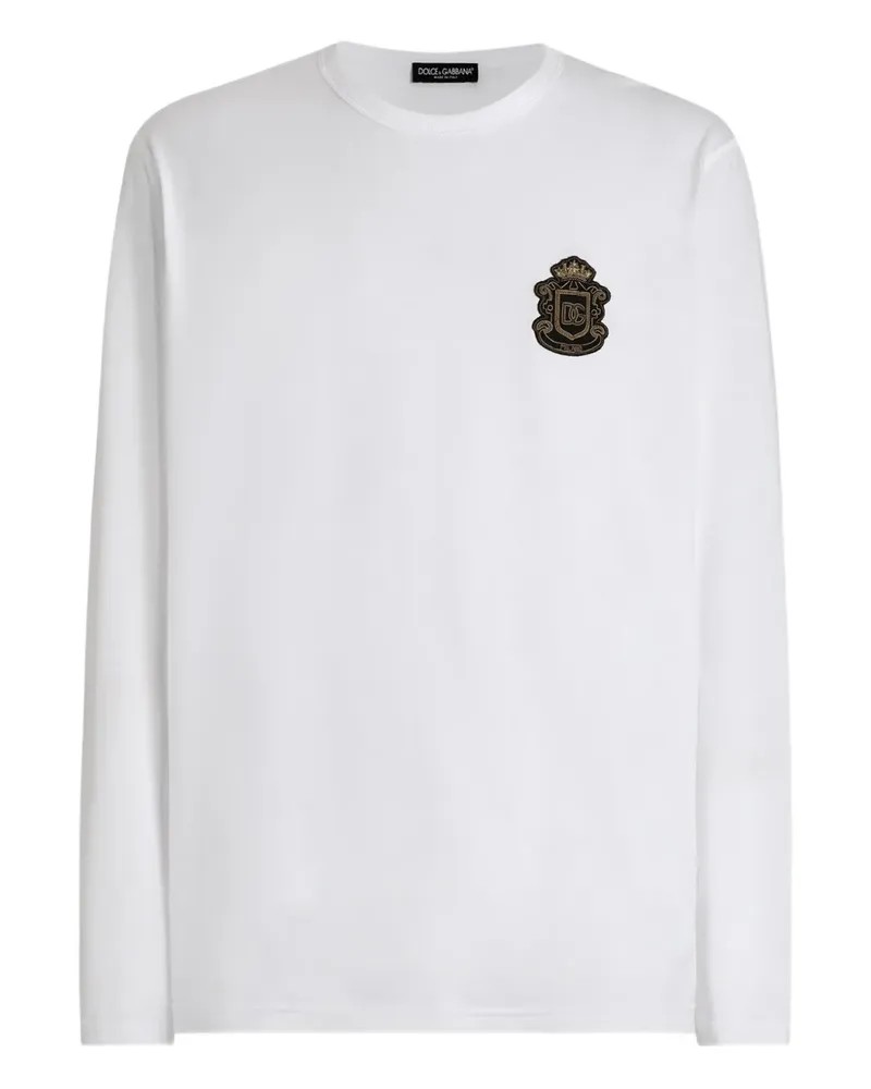 Dolce & Gabbana logo-patch long-sleeve T-shirt - Weiß Weiß
