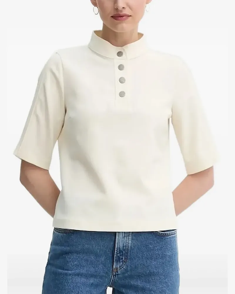ba&sh mock-neck button-placket blouse - Nude Nude