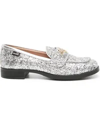 Moschino Loafer mit Logo-Schild Silber