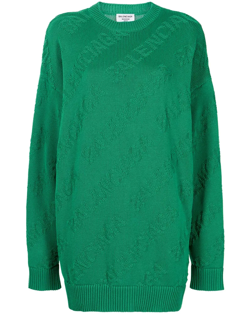Balenciaga Pullover mit Intarsien-Logo - Grün Grün