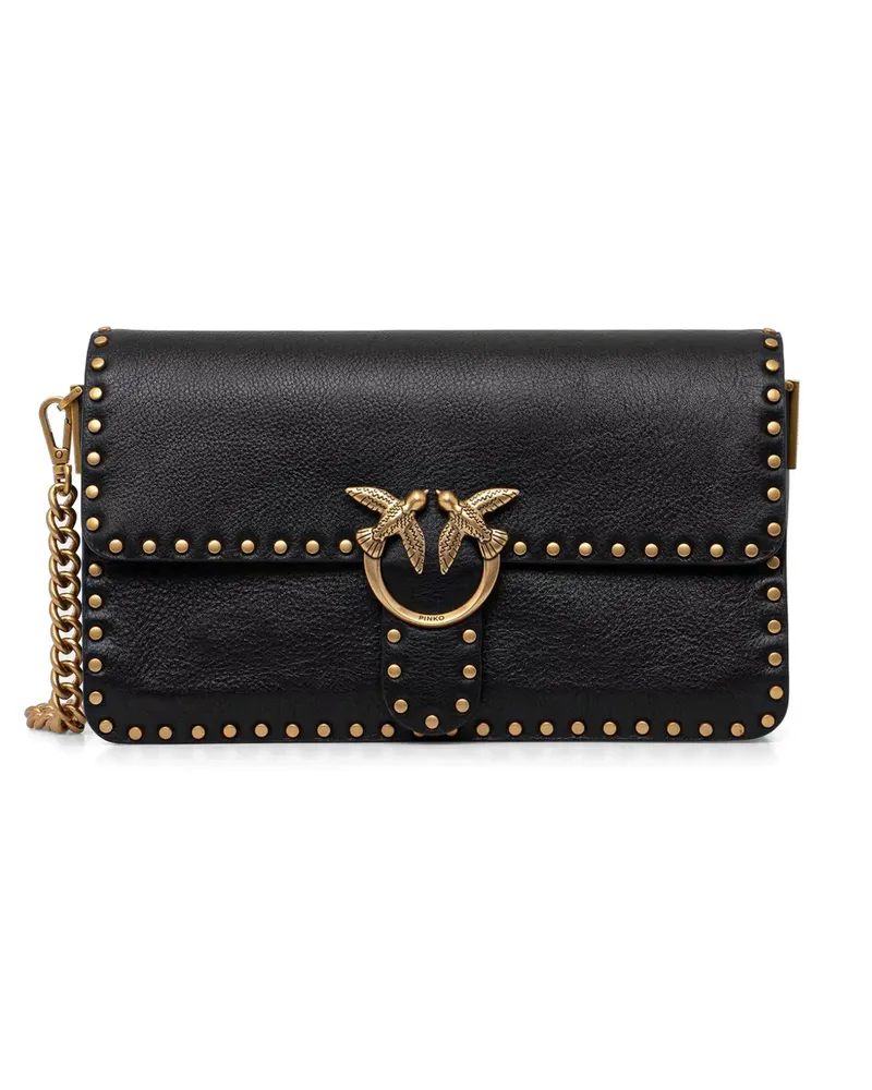 Pinko Love Birds-hardware stud-embellished leather crossbody bag - Schwarz Schwarz