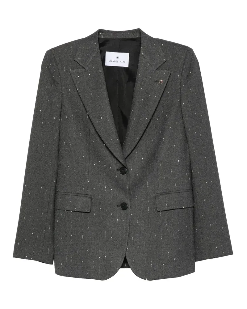 Manuel Ritz Blazer mit Fischgrätenmuster und Glitter-Effekt - Grau Grau