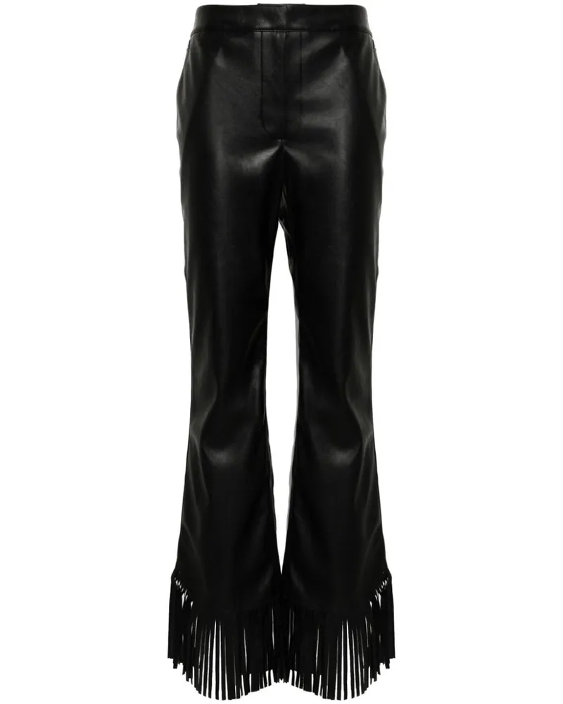 Twin-Set Cropped-Bundfaltenhose mit Spitzenbesatz - Schwarz Schwarz