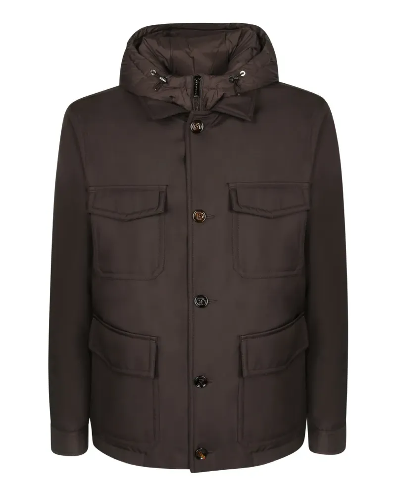 MOORER Kapuzenjacke mit Taschen - Braun Braun