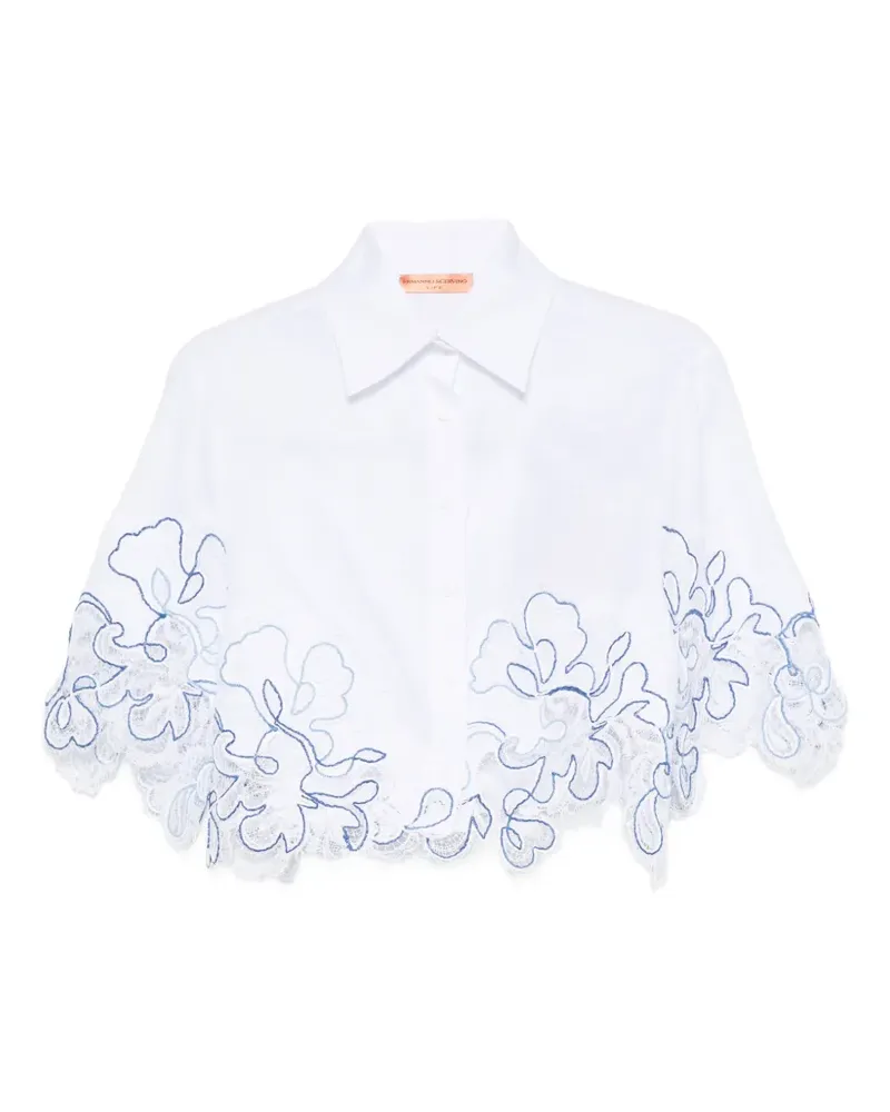 Ermanno Scervino Cropped-Hemd mit Spitzenborten - Weiß Weiß
