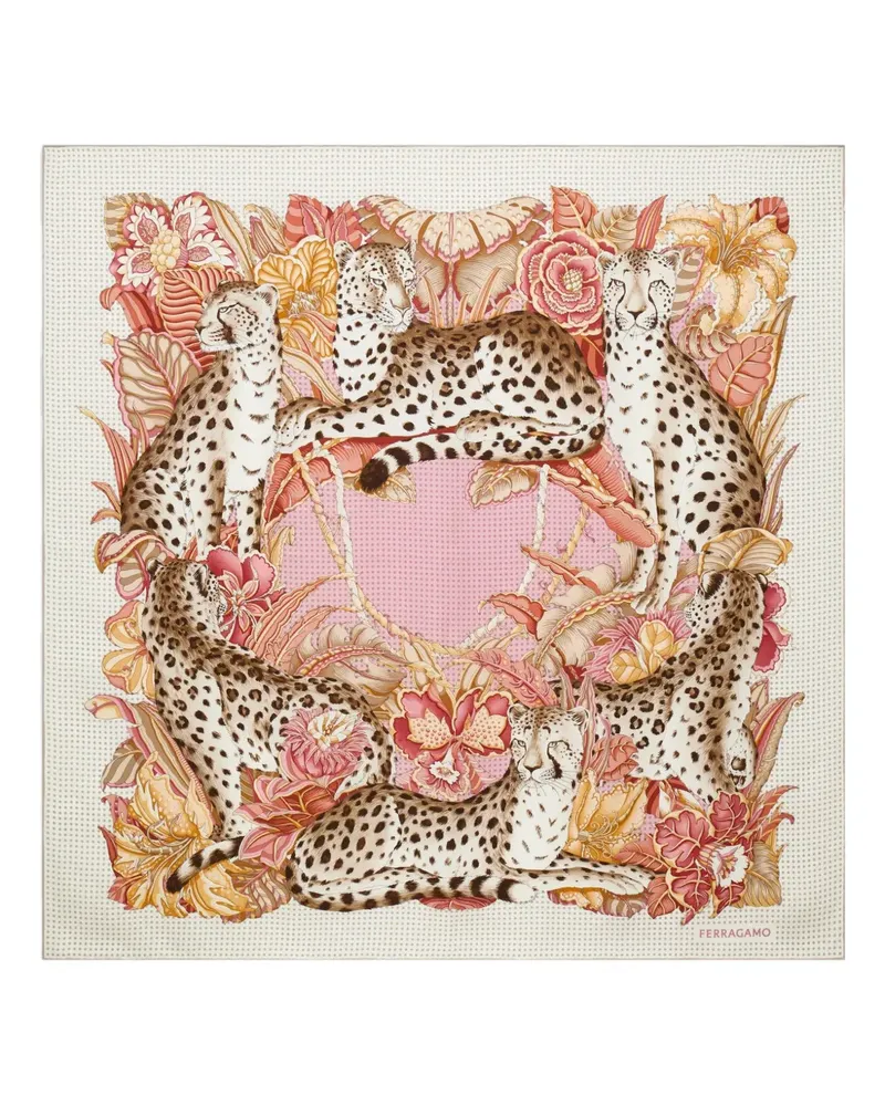 Ferragamo Cheetah-print silk scarf - Nude Nude