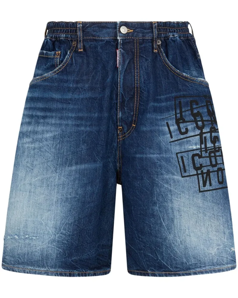 Dsquared2 Jeans-Shorts mit Logo-Print Blau