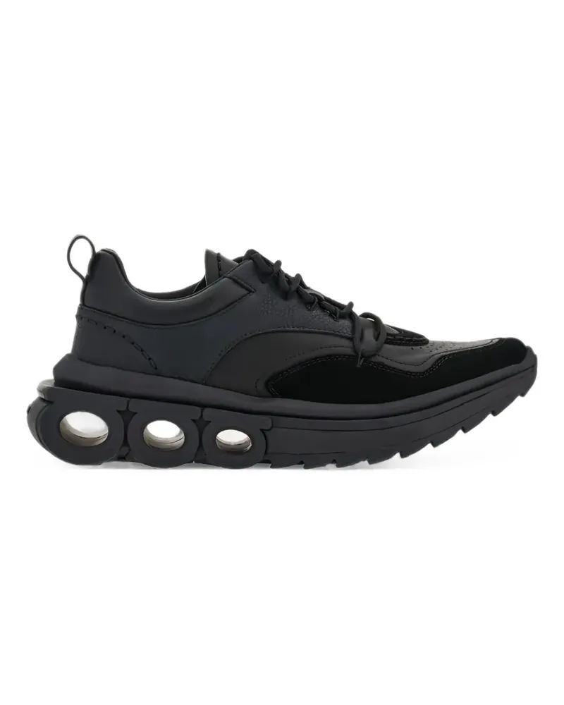 Ferragamo Sneakers aus Leder mit Cut-Out-Sohle - Schwarz Schwarz