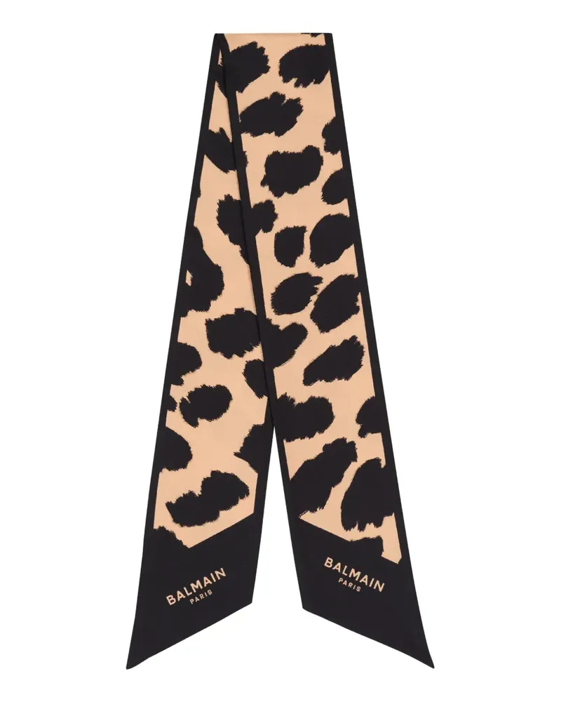 Balmain Seiden-Bandana mit Leoparden-Print - Nude Nude