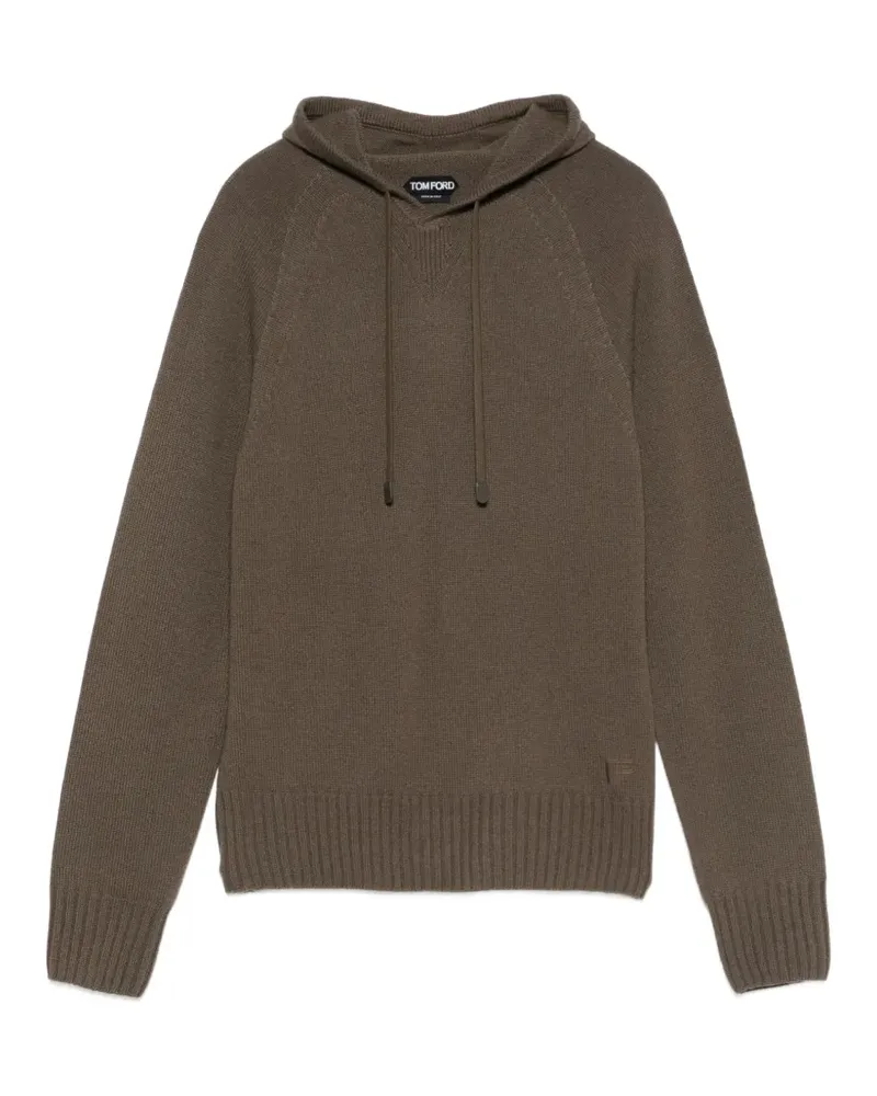 Tom Ford raglan-sleeve knitted hoodie - Braun Braun